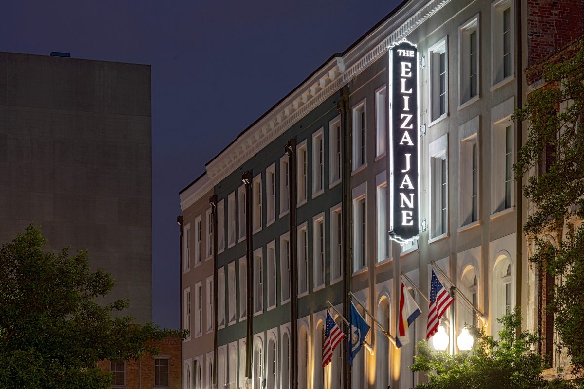The historic exterior of The Eliza Jane Hotel in New Orleans