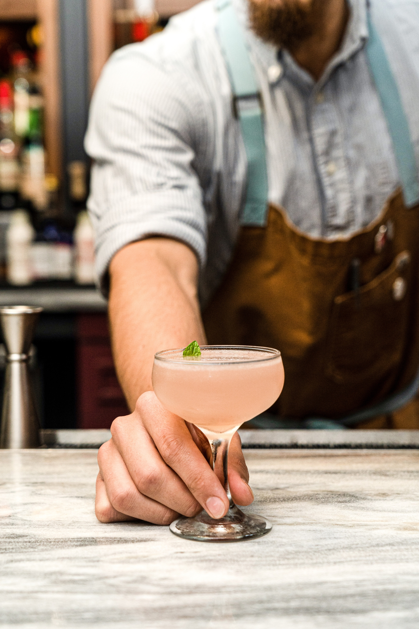 A rose drink from The Press Room in New Orleans